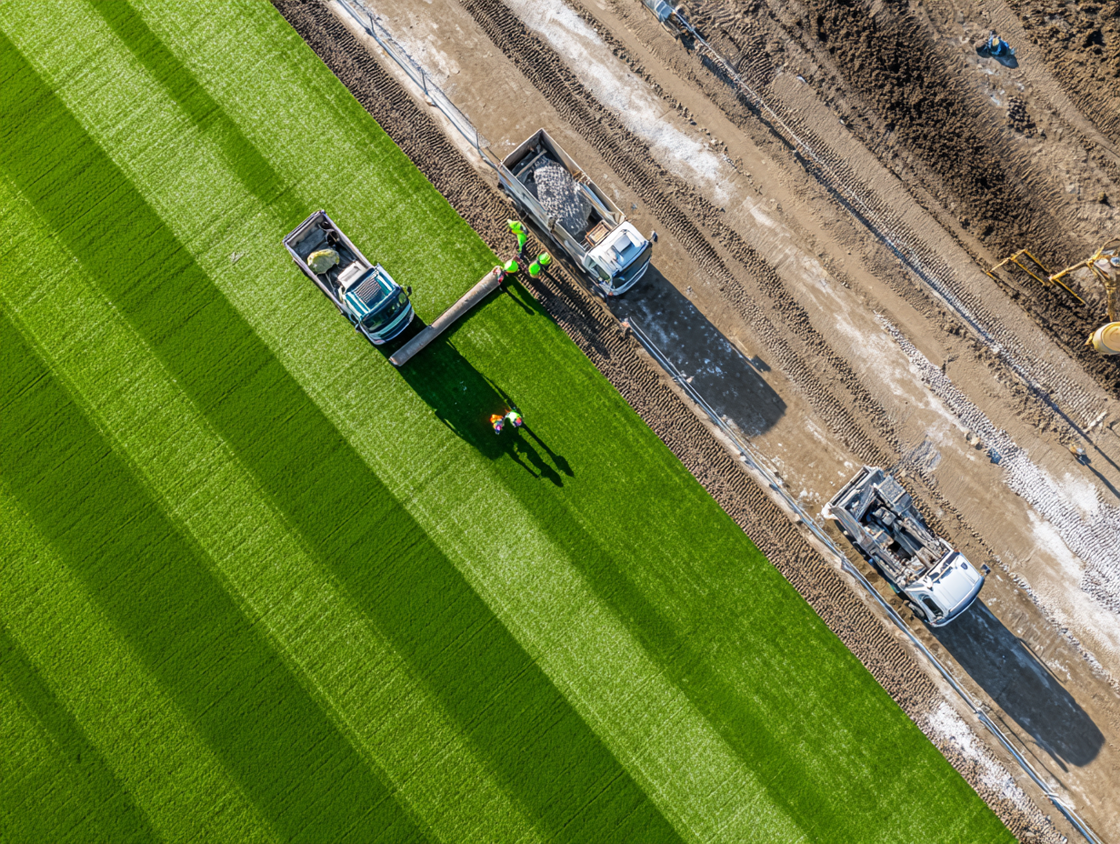 installation de gazon naturel sur espace sportif